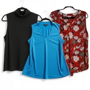 Women’s Sleeveless Top Bundle XL Colorful Floral Capsule Work Blouse